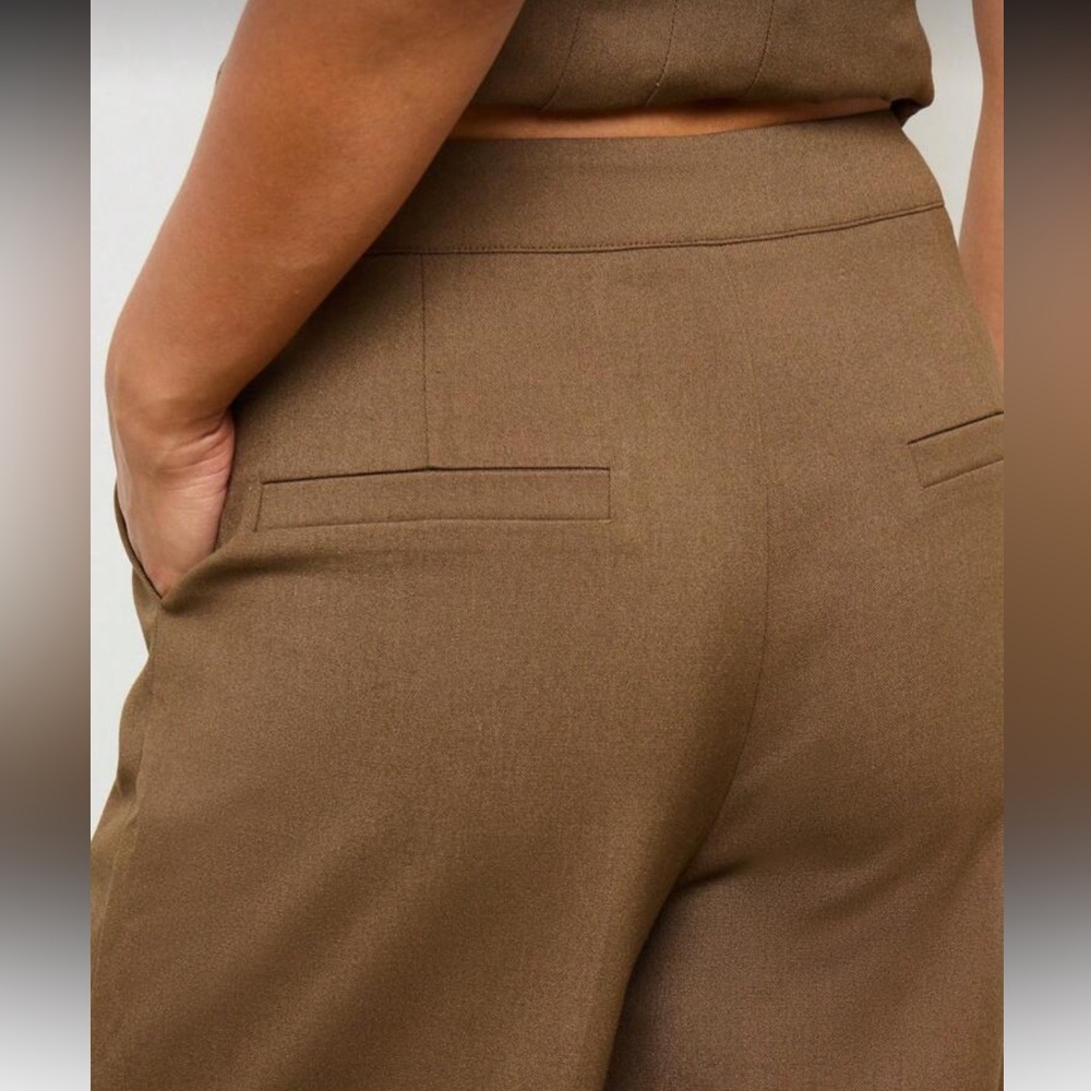 Tan khaki wide leg trouser pants - Picture 5 of 5